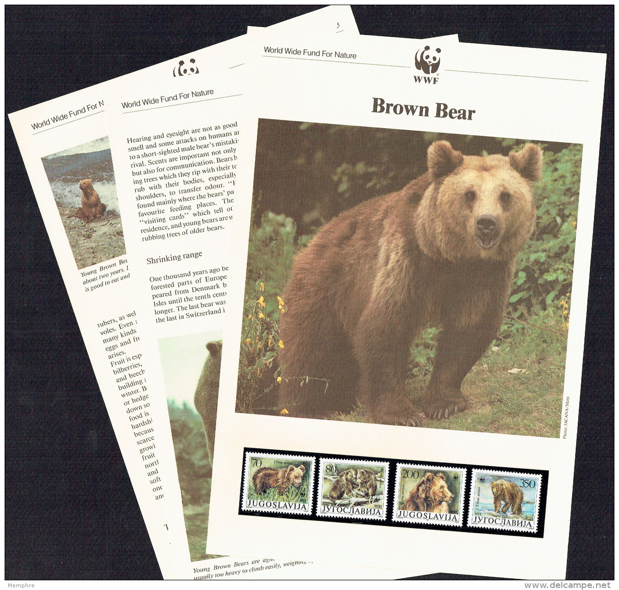 1988  Yugoslavia  Brown Bear   MNH Set Of 4  On WWF Illustrated Description Sheets - Ungebraucht