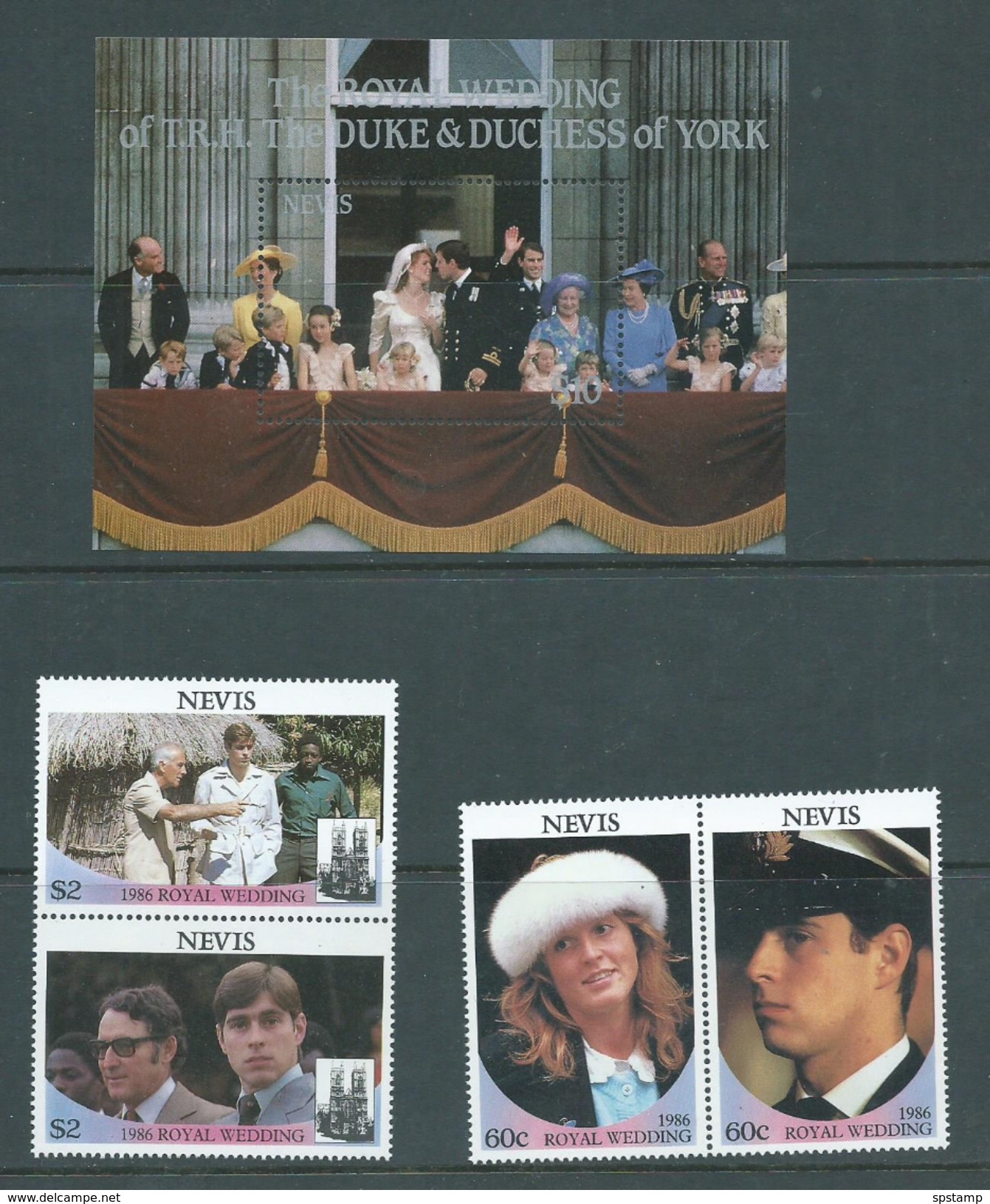 Nevis 1986 Prince Andrew Royal Wedding Set Of 2 & Miniature Sheet MNH - St.Kitts And Nevis ( 1983-...)