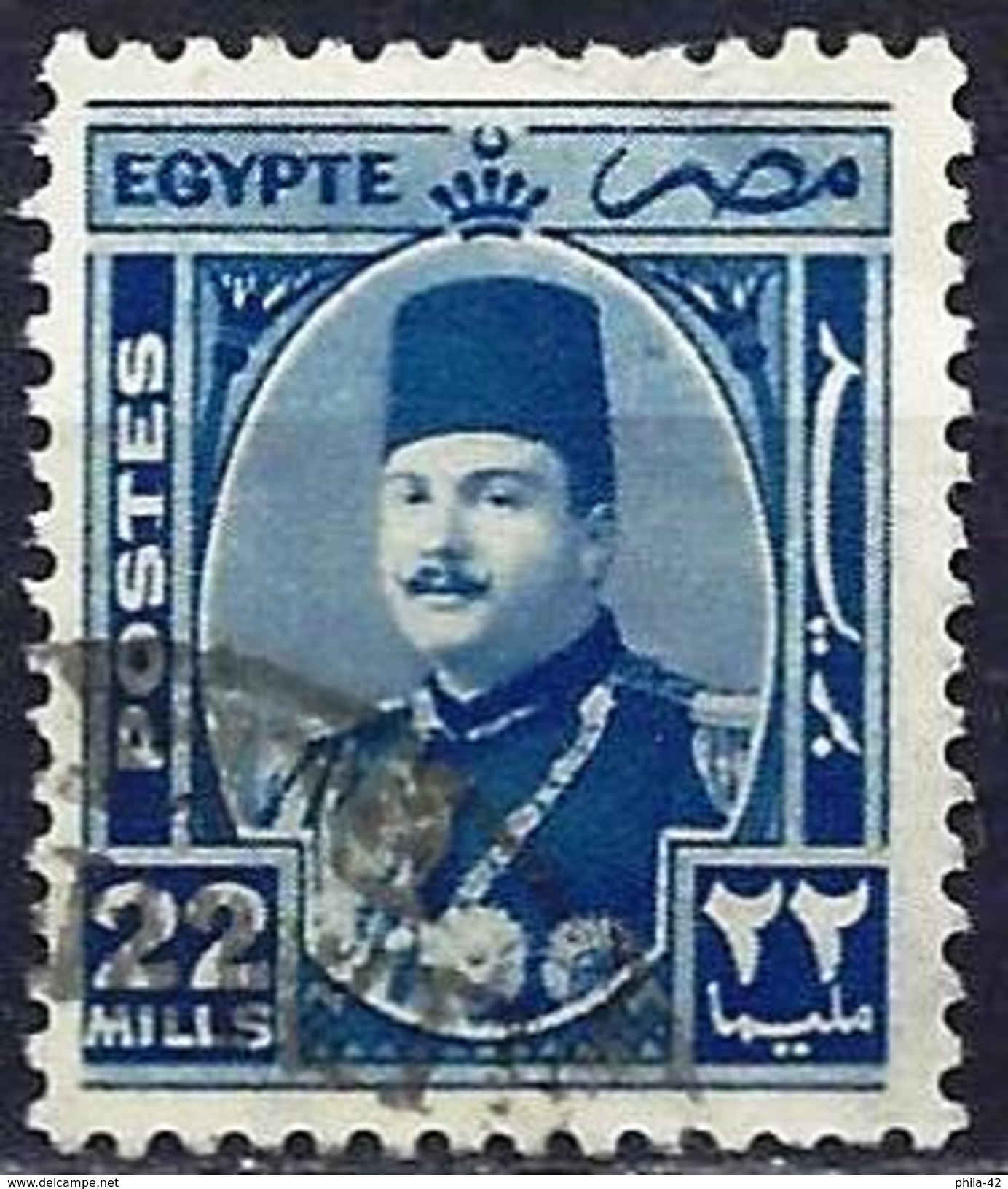 Egypt 1944 - King Farouk ( Mi 277 - YT 232 ) - Usados