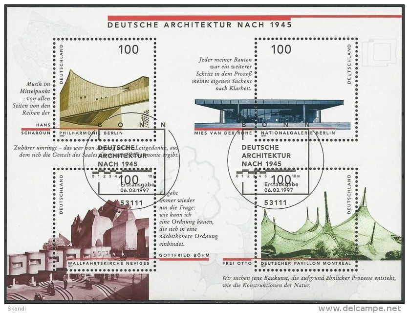 DEUTSCHLAND 1997 Mi-Nr. Block 37 O Used - Aus Abo - 1991-2000