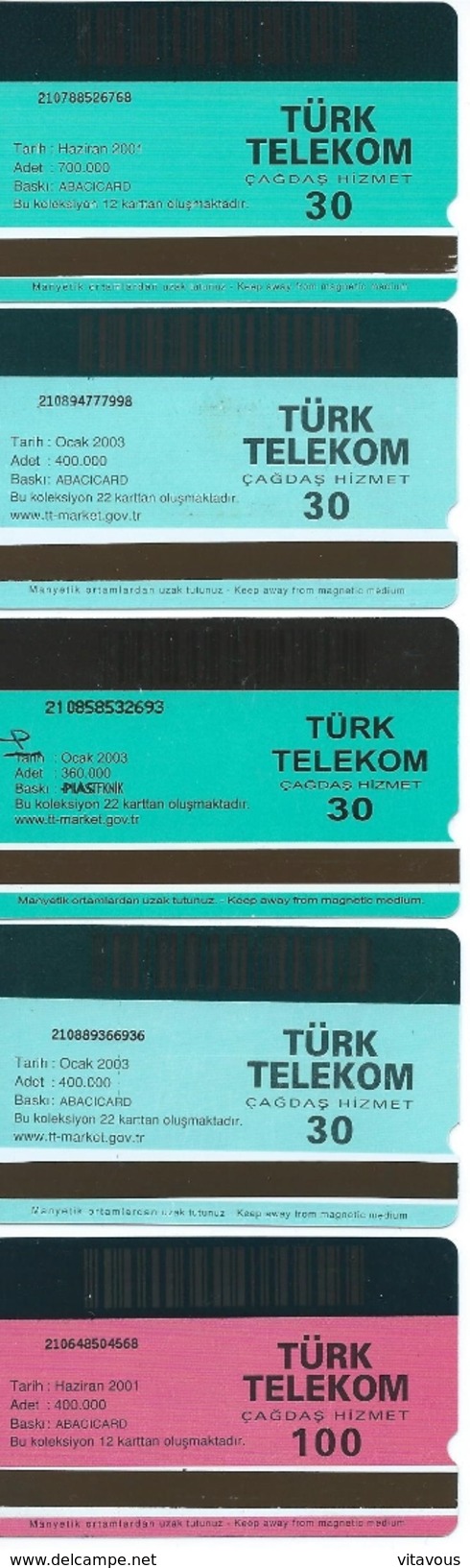 5 Télécartes Turquie Turc Oiseau Bird Télécarte Phonecard Telefonkarten (752) - Turquie