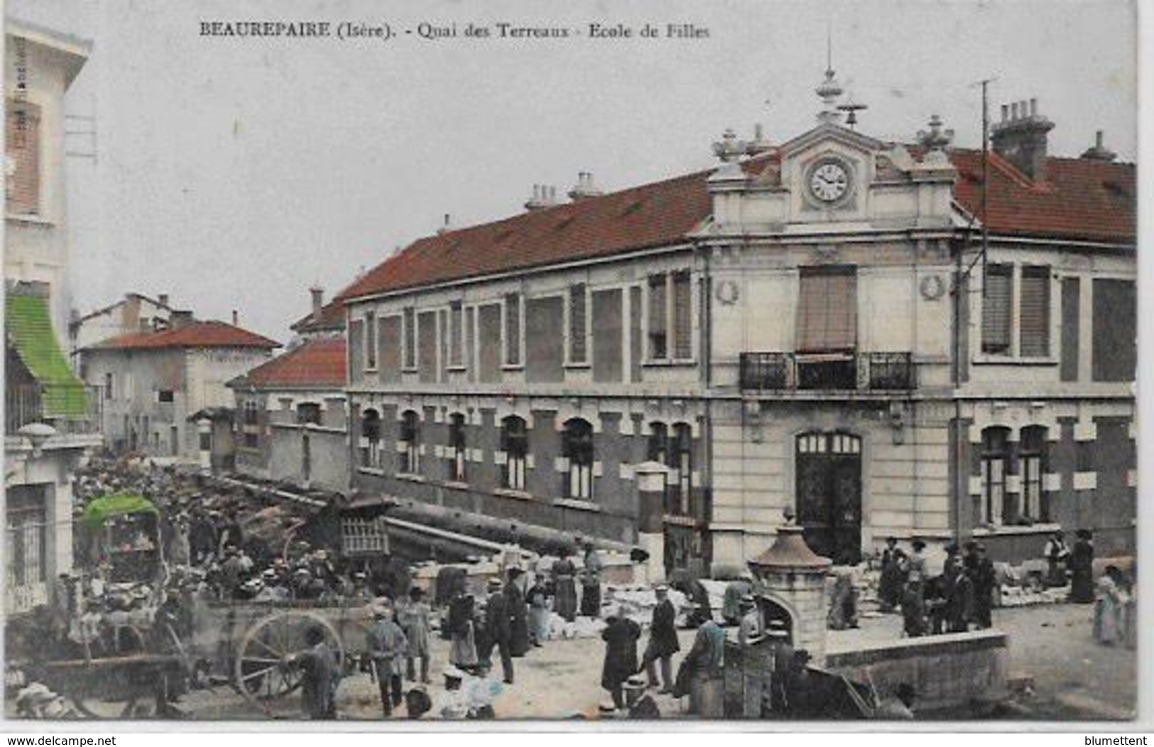 CPA Beaurepaire Département De L'Isère Circulé Marché école - Beaurepaire