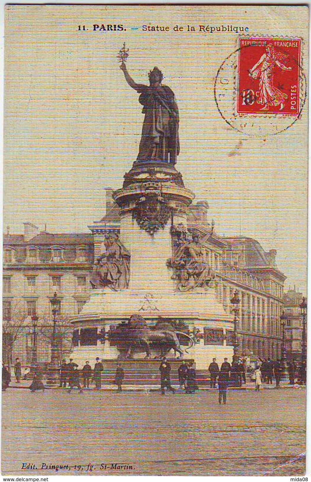 75. PARIS . STATUE DE LA REPUBLIQUE . ANIMEE . CARTE TOILEE - Statues