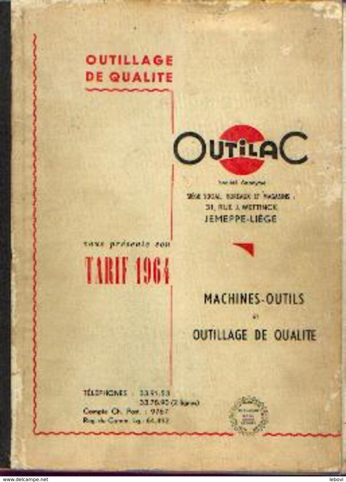 (JEMEPPE-SUR-MEUSE) Catalogue « OUTILAC »  &ndash; Tarif 1964 - Belgium
