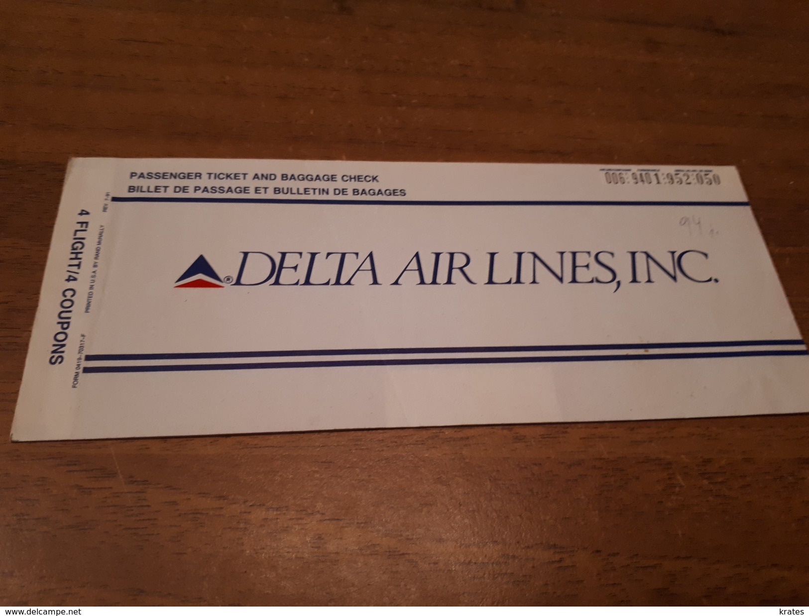 Old Aviation Ticket - DELTA Airlines - Otros & Sin Clasificación