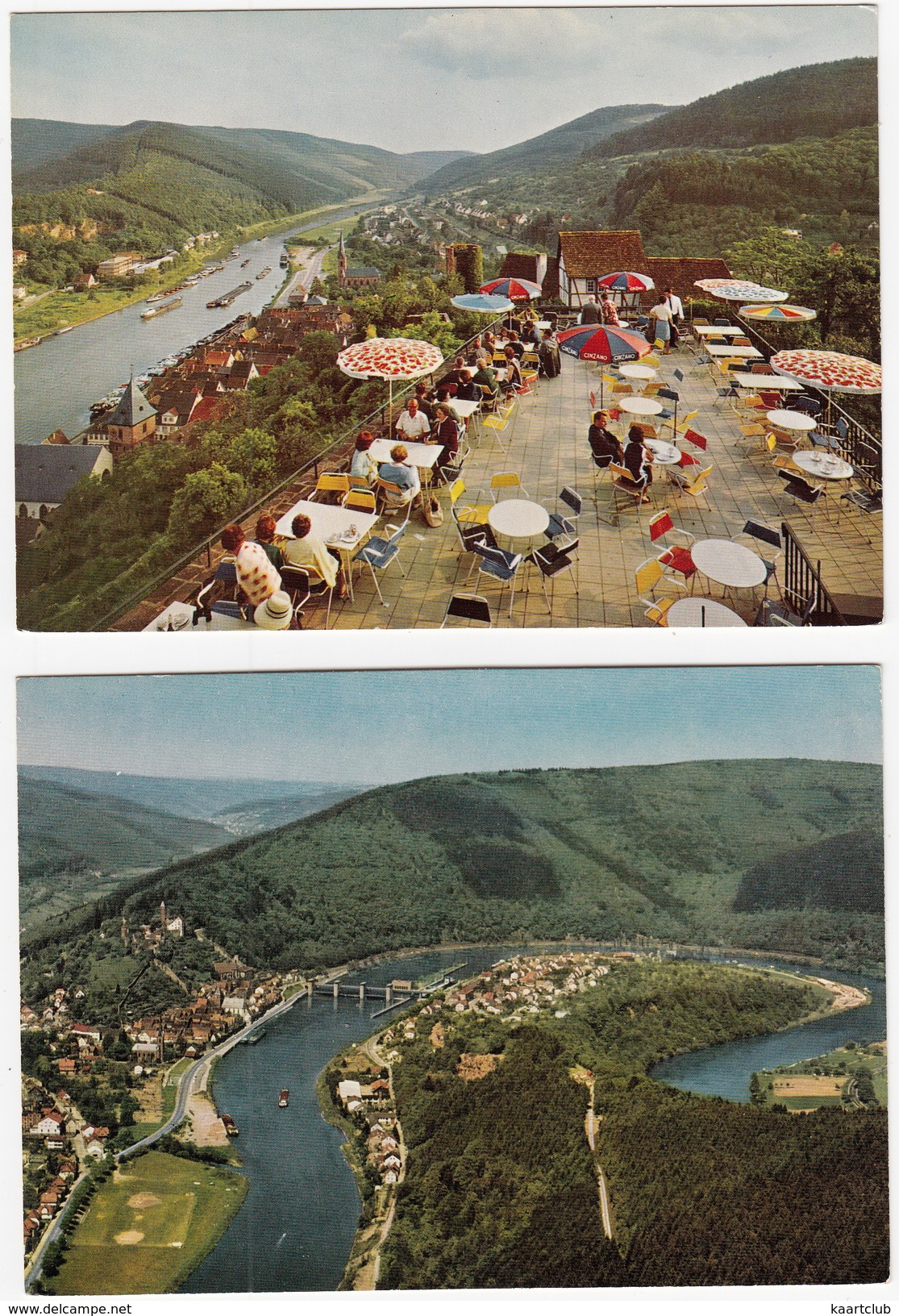 2 Ansichtskarten: Hirschhorn Am Neckar ; Schloß-Hotel Auf Der Burg & Luftbild - Odenwald
