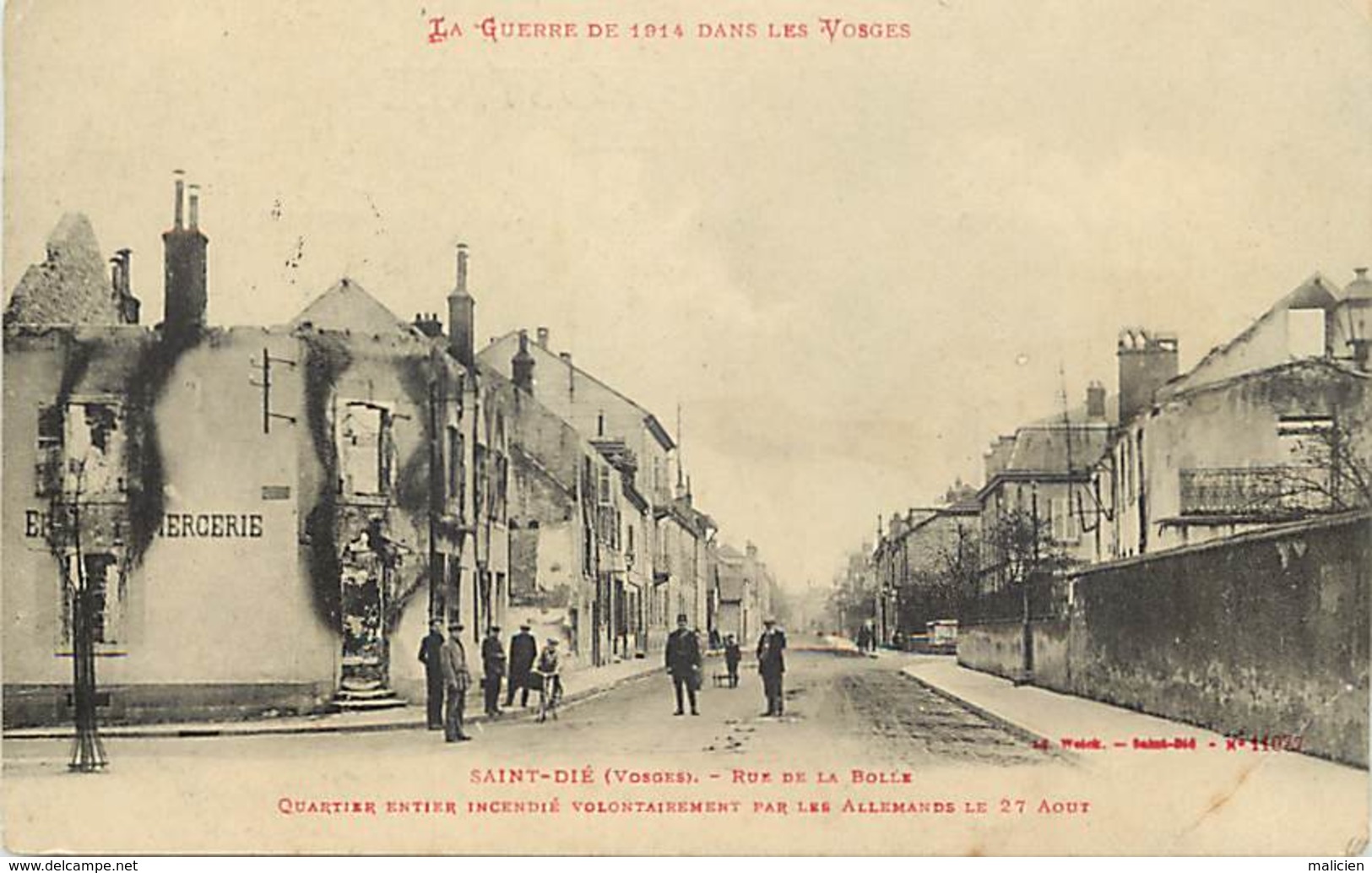 - Vosges -ref-A378- Saint Die - St Die -rue De La Bolle -quartier Incendie Par Les Allemands 27 Aout 14- Guerre 1914-18 - Saint Die