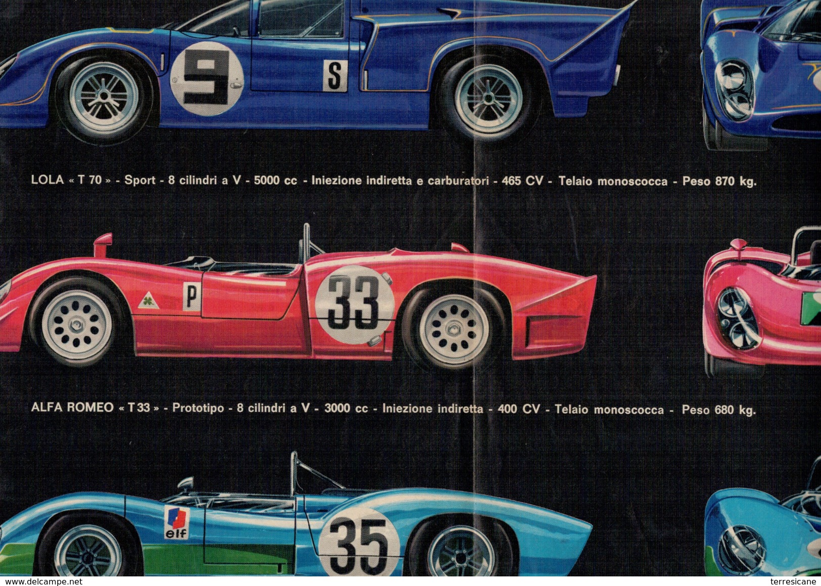 X POSTER 25X40 FERRARI 312 FORD GT40 PORSCHE 917 RETRO  LOLA T70 ALFA ROMEO T33 MATRA 630/650 ALL 4R - Altri & Non Classificati