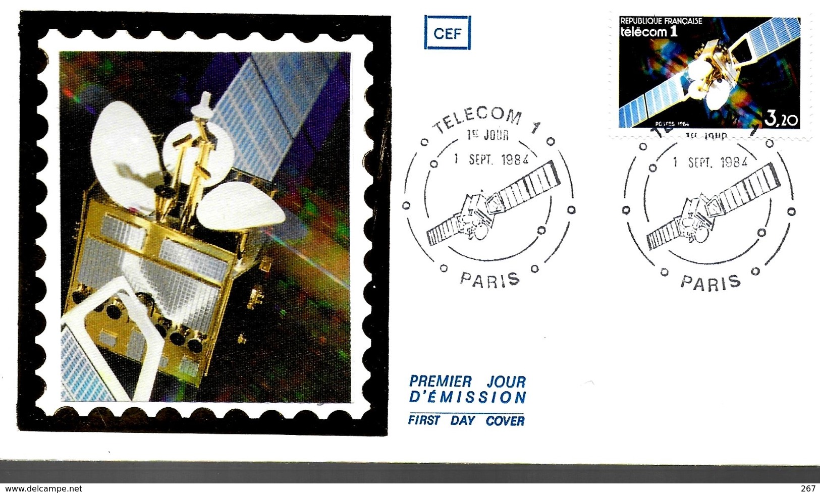 FRANCE  FDC  1984  Espace Telecom Satellite - Telekom