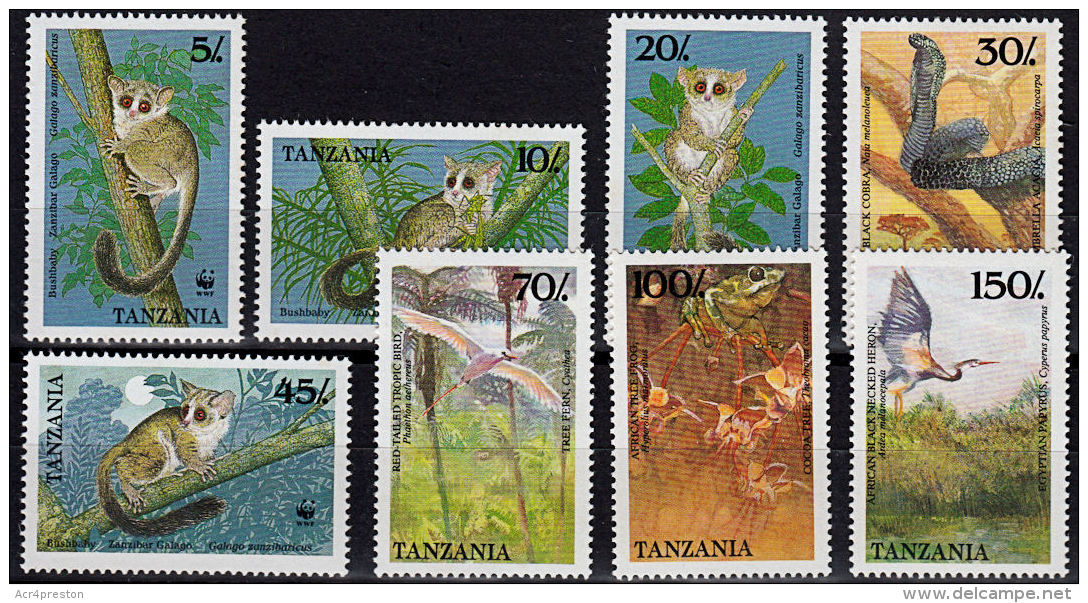 E0081 TANZANIA 1989, SG 642-6 Flora &amp; Fauna, Animals, Bushbaby,  MNH - Tansania (1964-...)
