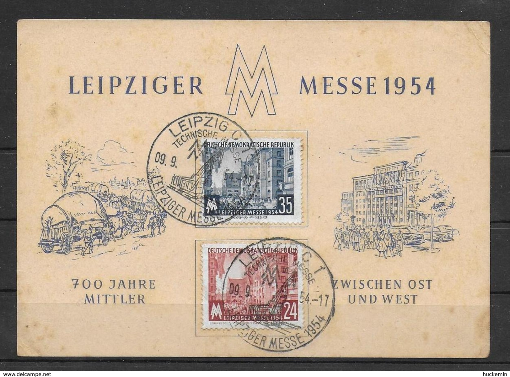 DDR 1954  FDC  Mi 433 - 434  Leipziger Herbstmesse - 1er Día – FDC (hojas)