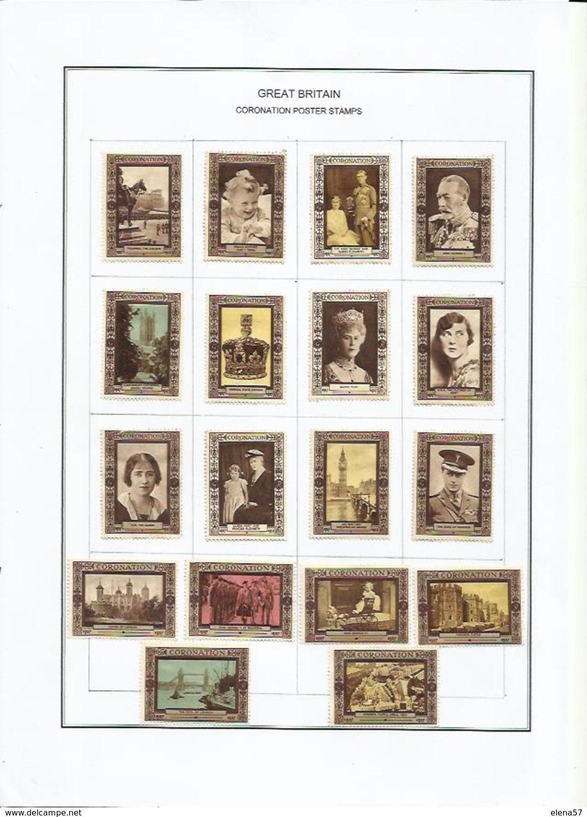 A401-PEQUEÑA COLECCION VIÑETAS CINDERELLAS POSTER CORONATION 1937 STAMPS GRAN BRETAÑA.VINETAS VIGNETTE VIGNETTEN ,EL RES - Variétés, Erreurs & Curiosités