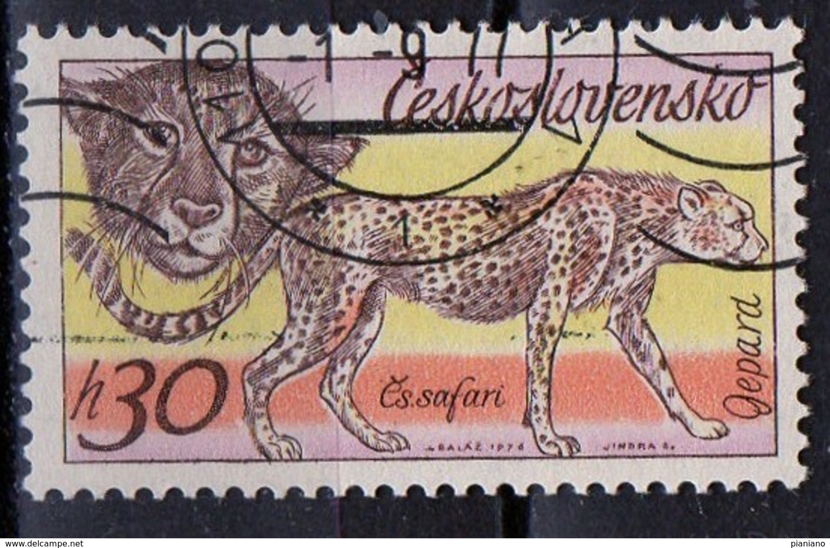 PIA - CECOSLOVACCHIA  - 1976 : Animali Africani : Ghepardo  -  (Yv 1283 ) - Gebraucht
