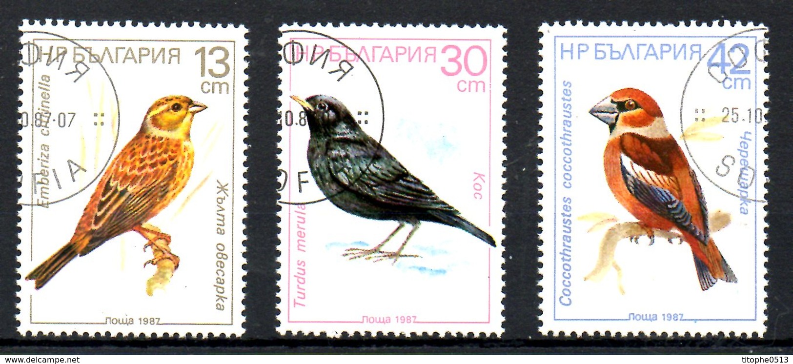 BULGARIE. 3 Timbres Oblitérés De 1987. Oiseaux Chanteurs. - Sperlingsvögel & Singvögel