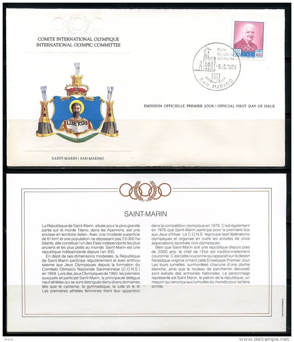 San Marino  ---   Official FDC International Olympic Committee  --  Enveloppe 1er Jour Du CIO  --  See Scan - Sommer 1984: Los Angeles