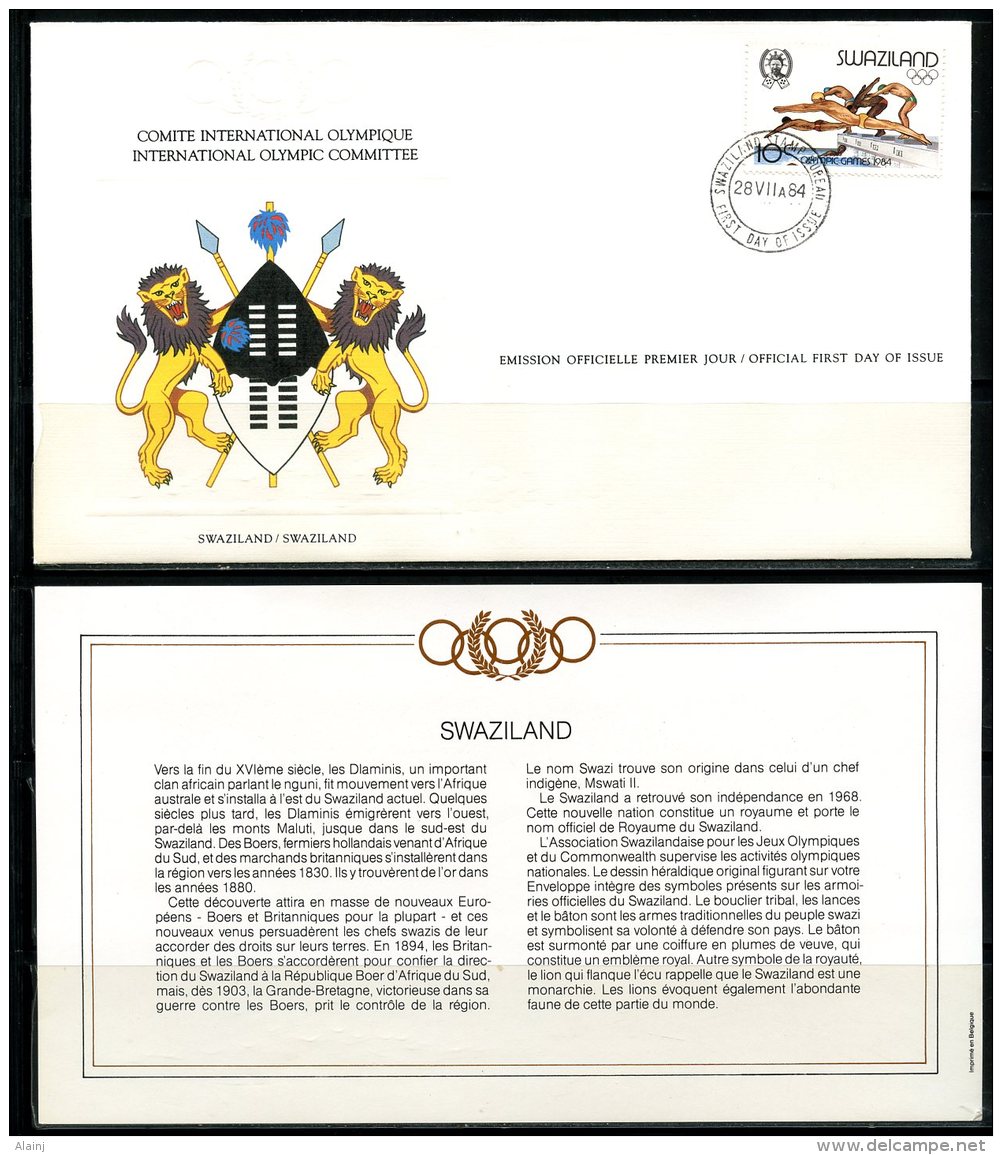Swaziland  ---   Official FDC International Olympic Committee  --  Enveloppe 1er Jour Du CIO  --  See Scan - Sommer 1984: Los Angeles