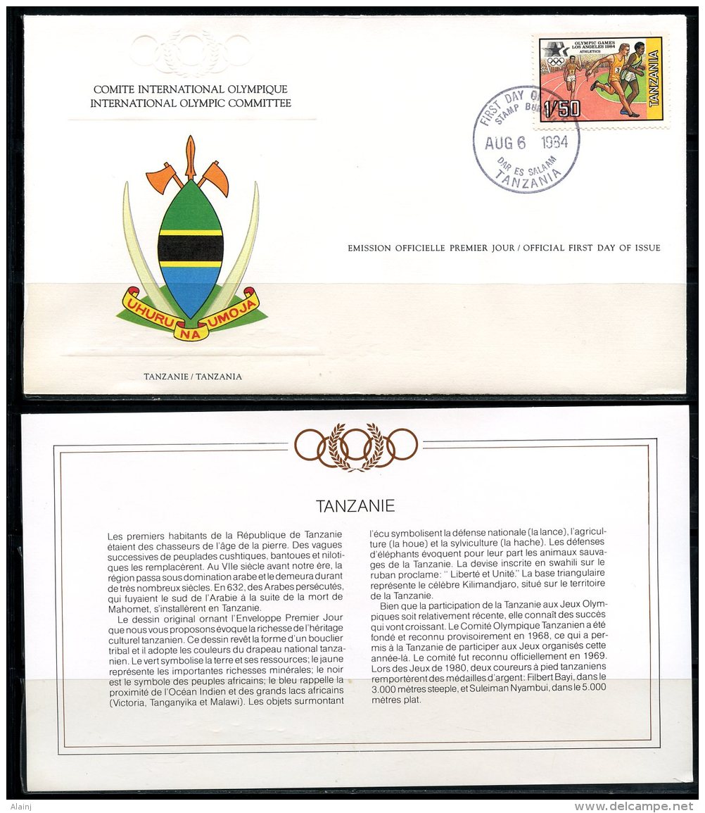 Tanzania   ---   Official FDC International Olympic Committee  --  Enveloppe 1er Jour Du CIO  --  See Scan - Sommer 1984: Los Angeles