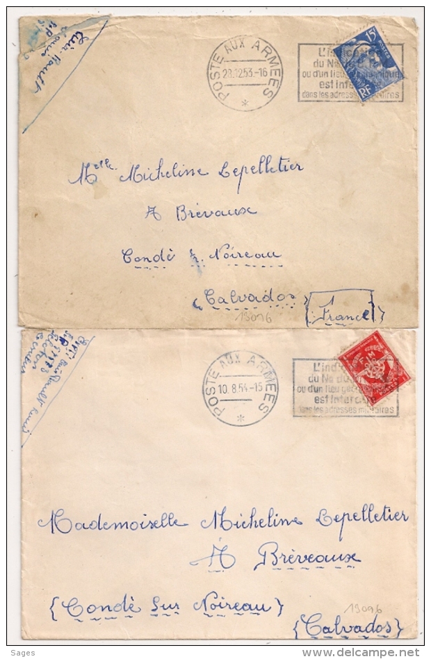 S.P. 57573. POSTE AUX ARMEES Sur Timbre F.M Et GARNDON. Mécanique L'indication Du N°....1953 Et 1954. - Cachets Militaires A Partir De 1900 (hors Guerres)