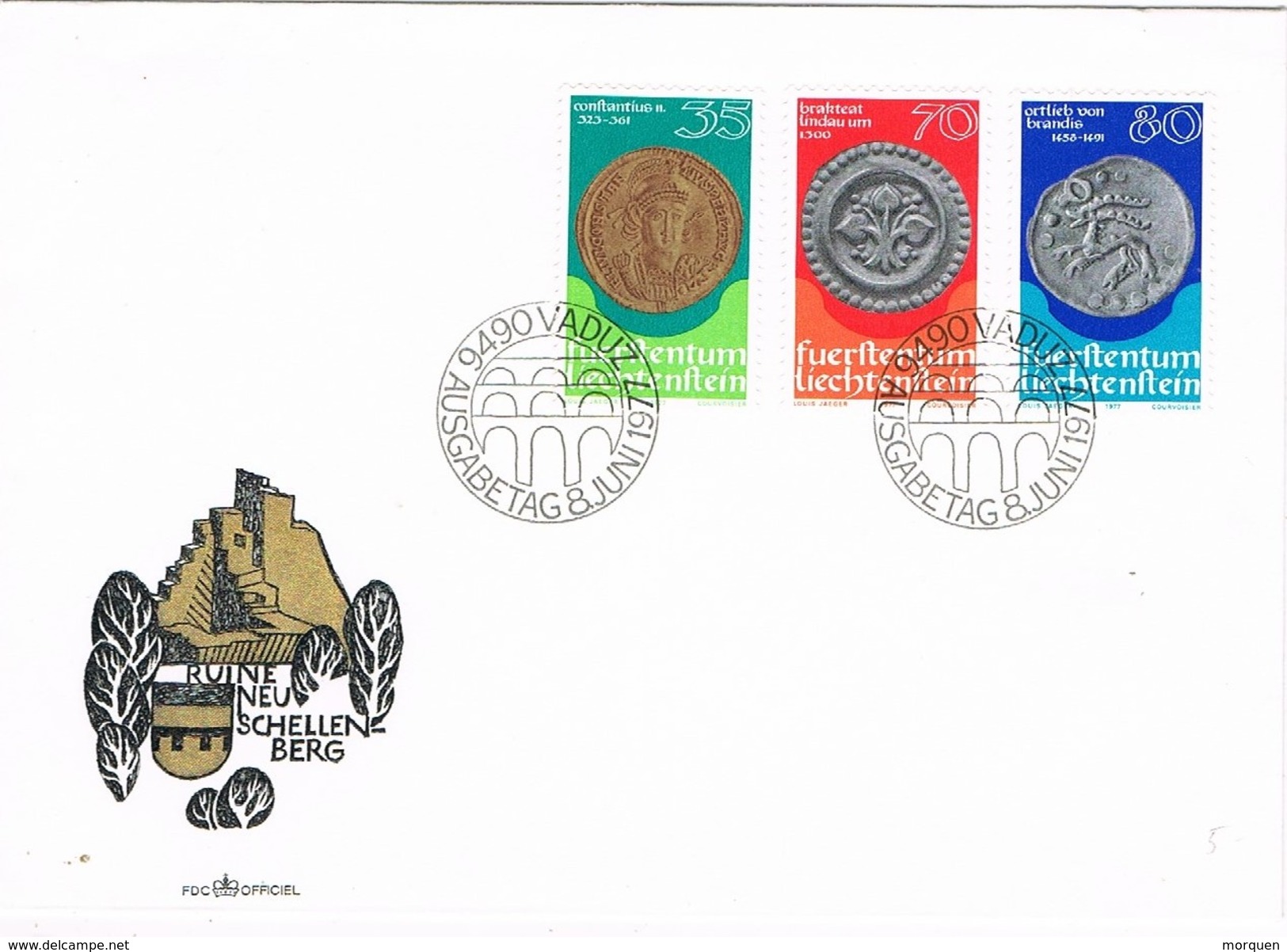 24383. Carta F:D.C. VADUZ (Liechtenstein) 1977.  Ruine Neu Schellenberg - FDC