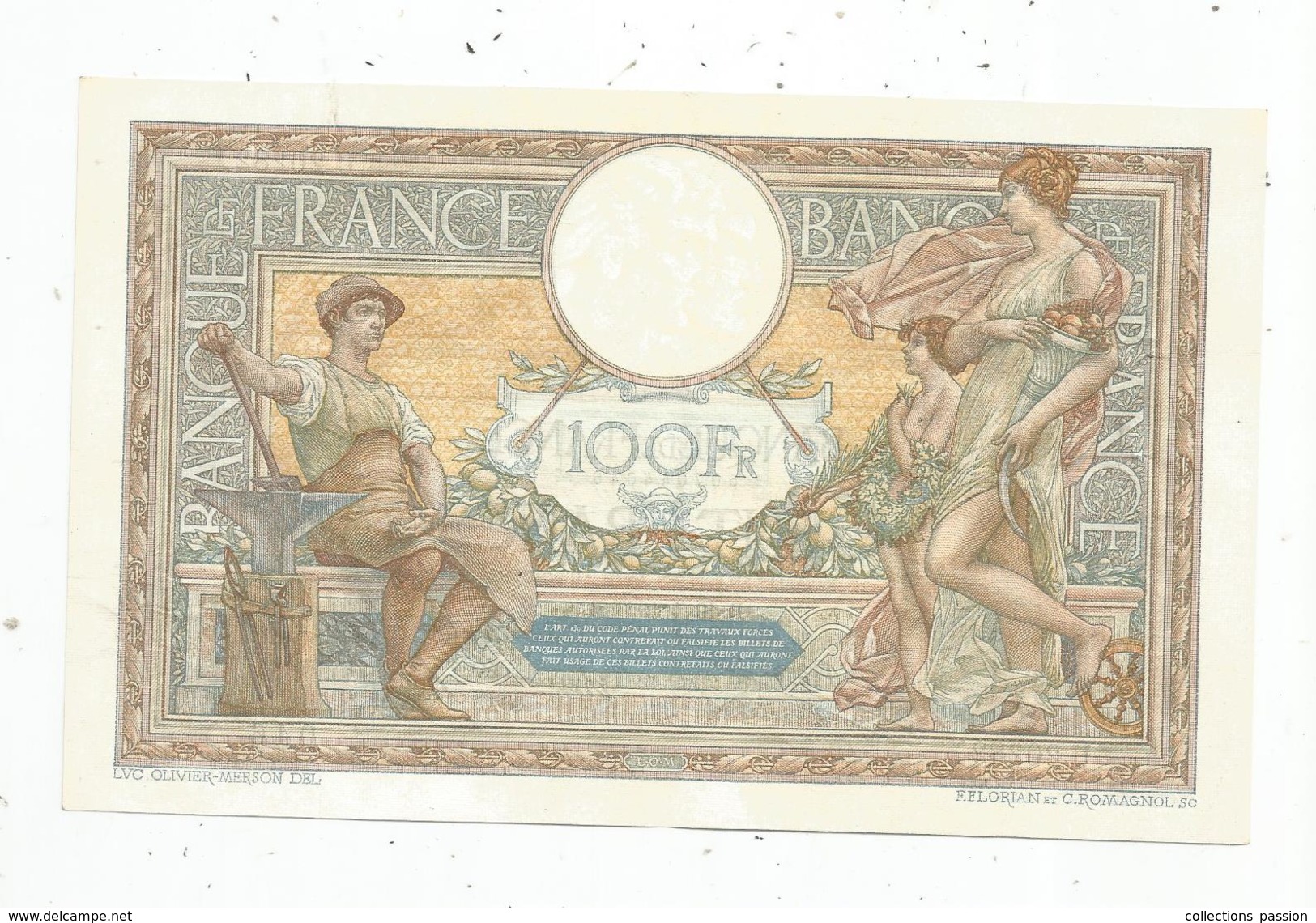 BILLET , 100 Francs , Luc Olivier Merson , 19-1-1928 , SUP+ , 2 Scans , Frais Fr : 1.55&euro; - 100 F 1908-1939 ''Luc Olivier Merson''