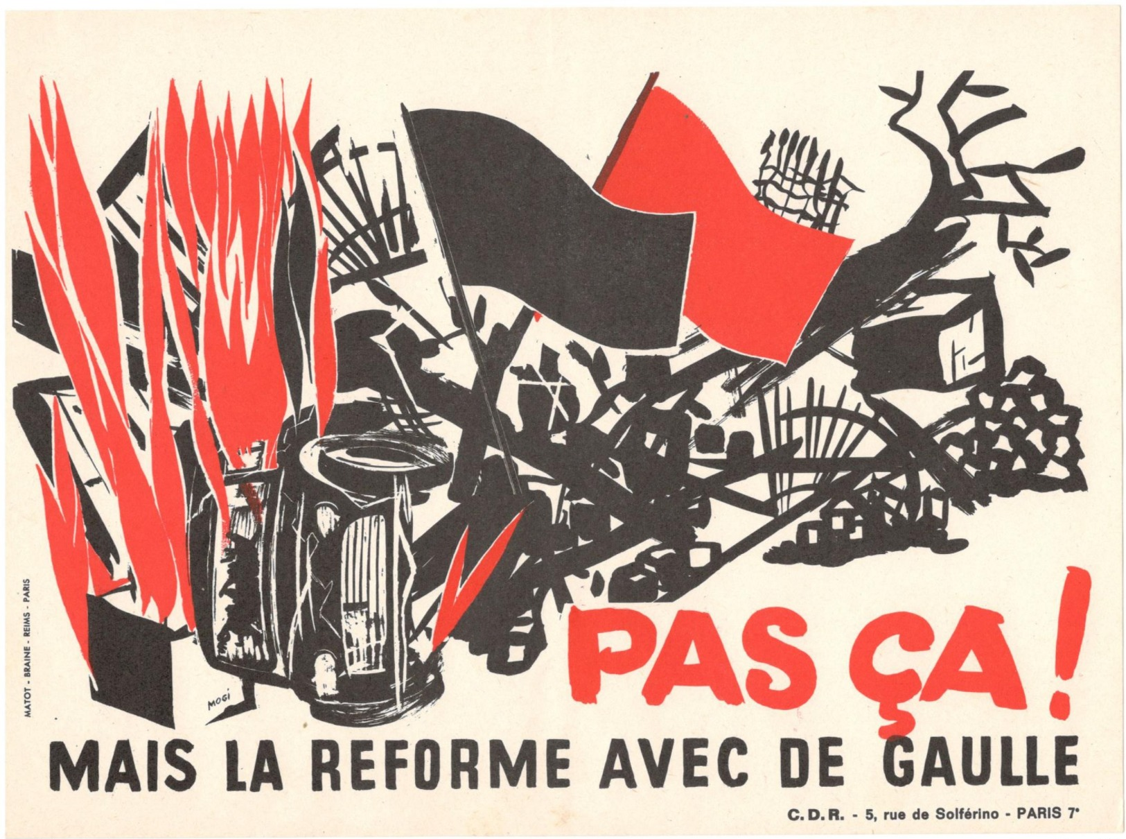 Affichette CDR - Pas ça ! Mais La Réforme Avec De Gaulle - Comité Pour La Défense De La République - Mai 1968 - Affiches