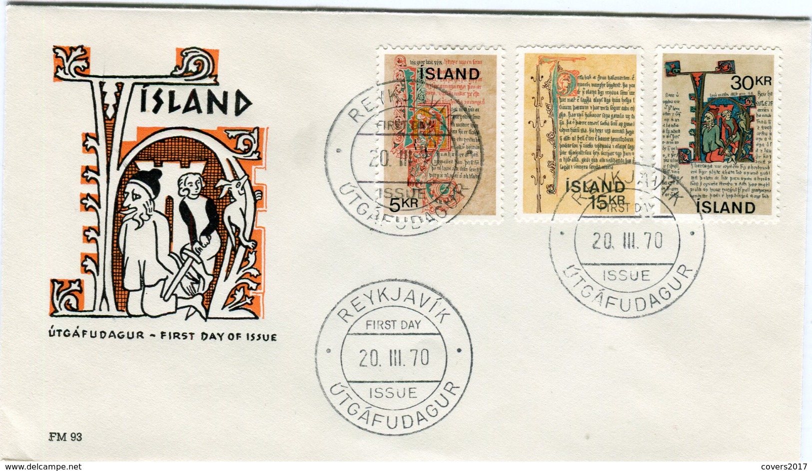 Iceland/Islande/Ijsland/Island FDC 20.III.1970 Old Icelandic Manuscripts Matching Cover FM 93 - FDC