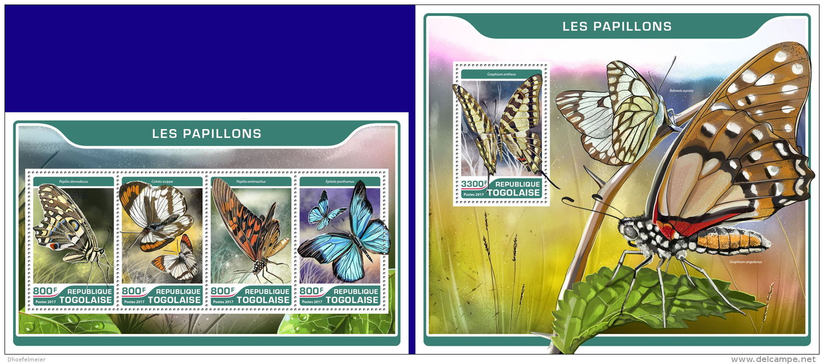 TOGO 2017 ** Butterflies Schmetterlinge Papillons M/S+S/S - OFFICIAL ISSUE - DH1722 - Schmetterlinge