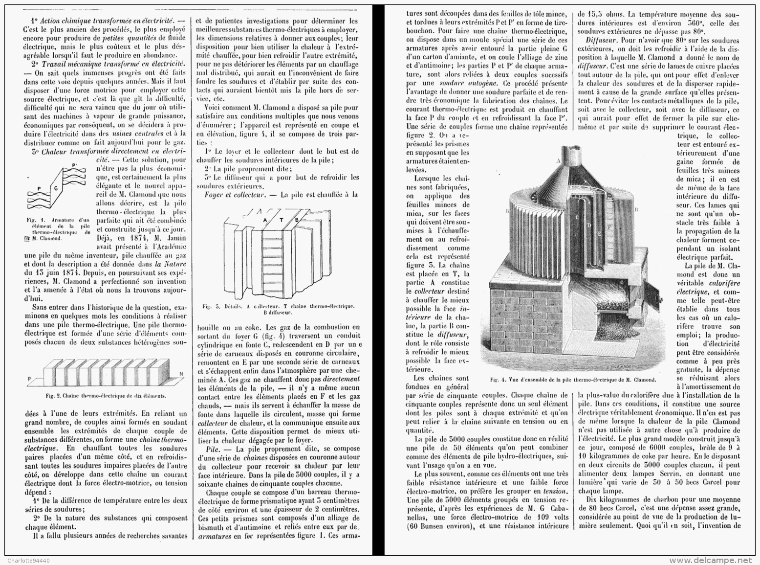 PILE THERMO-ELECTRIQUE  De M. C. CLAMOND   1880 - Autres & Non Classés