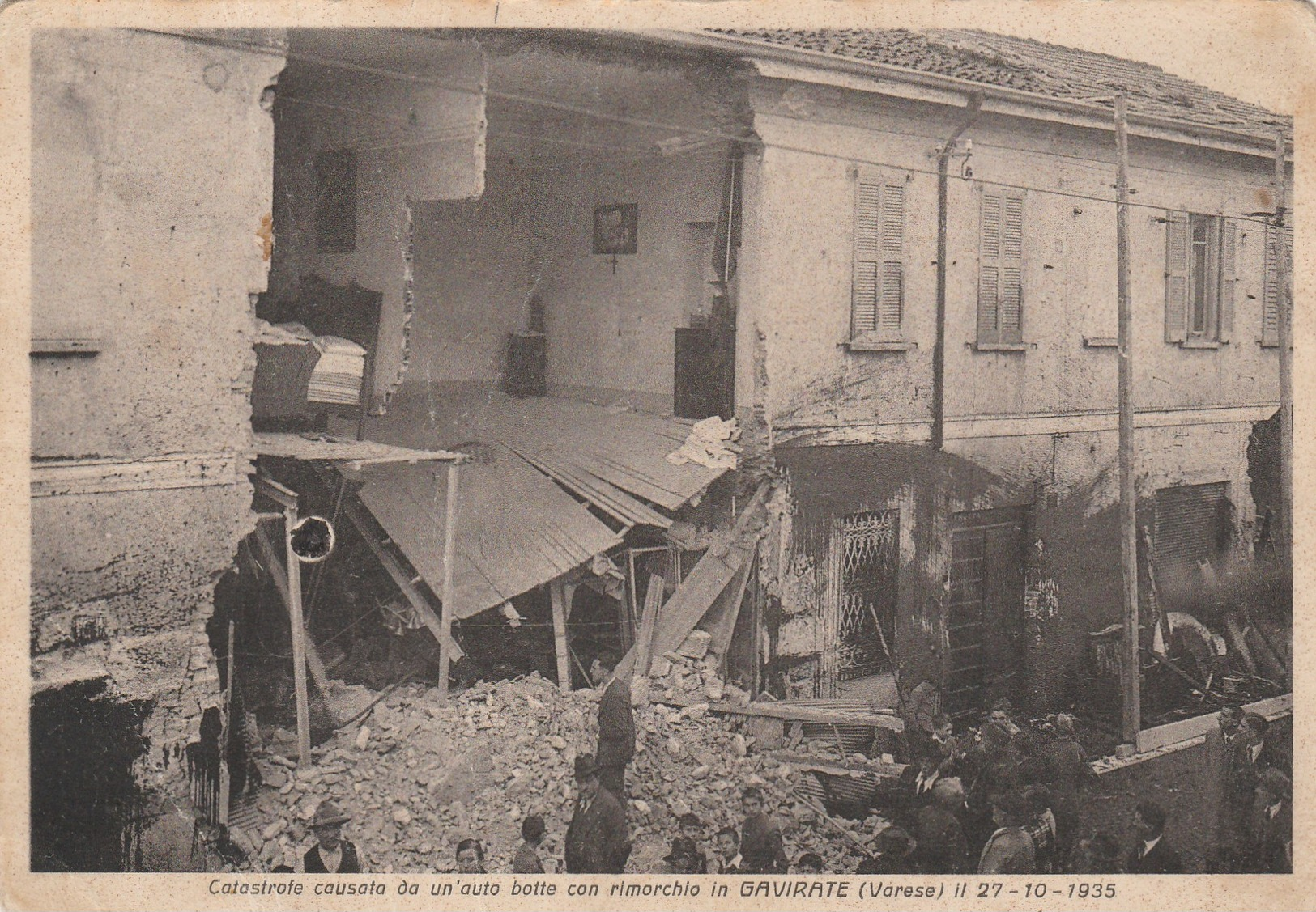 VARESE - CATASTROFE CAUSATA DA UN' AUTO BOTTE CON RIMORCHIO IN GAVIRATE IL 27/10/1935 - RRR - Varese