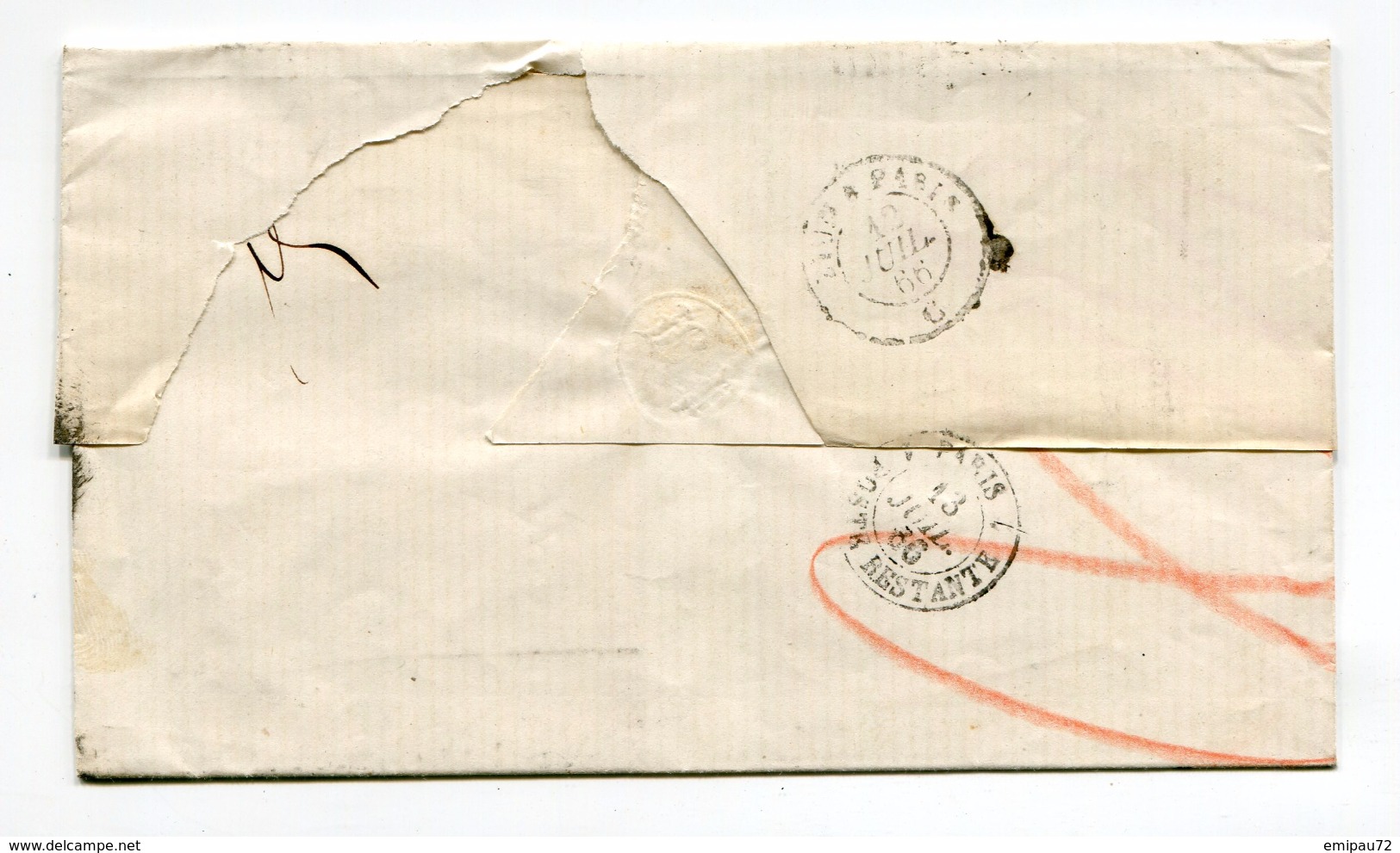 FRANCE- Lettre Sans Correspondance De 1866 De LYON LES TERREAUX (68)- GC 2145A- Y&T N°22 En Paire (DE ROTHSCHILD FRERES) - 1853-1860 Napoléon III.