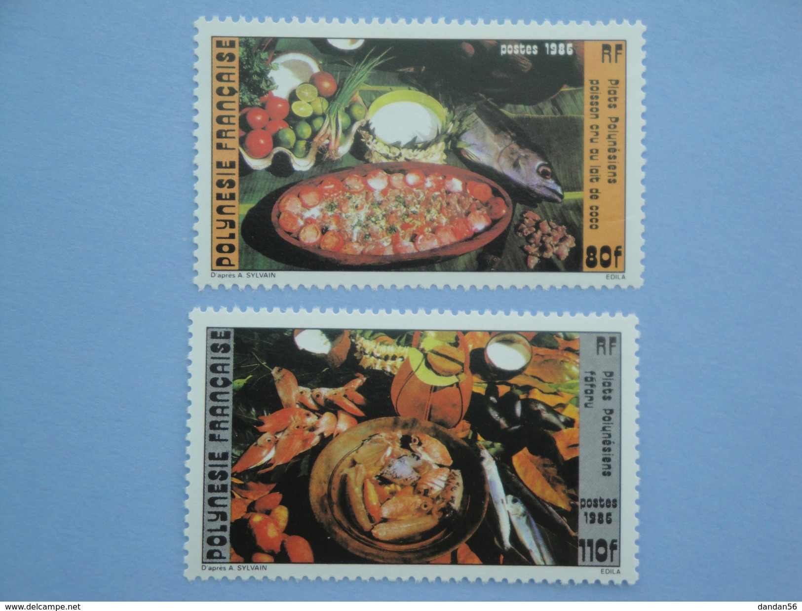 1986 Polynésie Française Yvert  261/2 **  Plats Polynésiens Food  Scott 423/4 Michel 454/5  SG 482/3 - Neufs