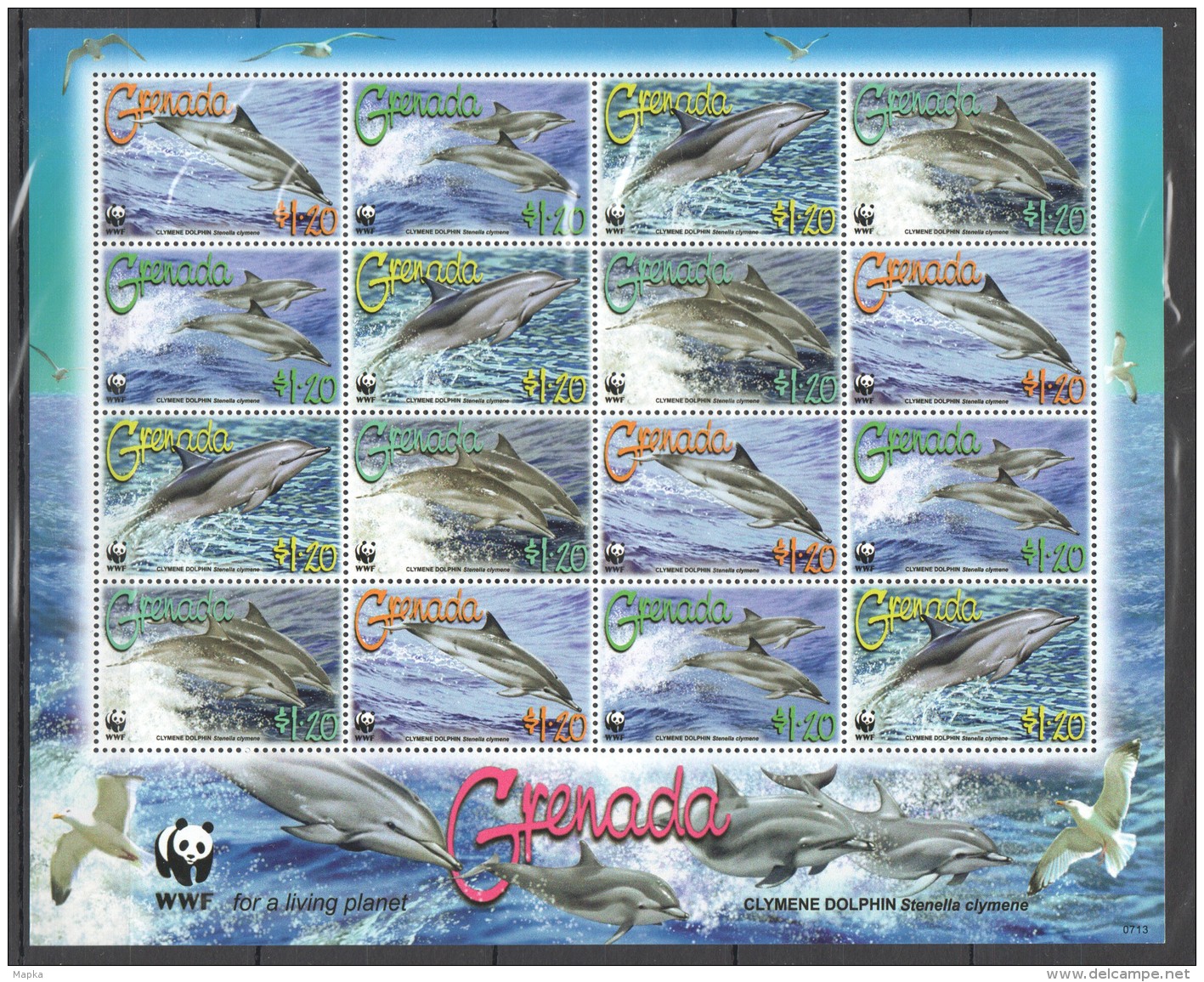 VV7 2007 Grenada WWF Marine Life Dolphins 1SH MNH - Delfine