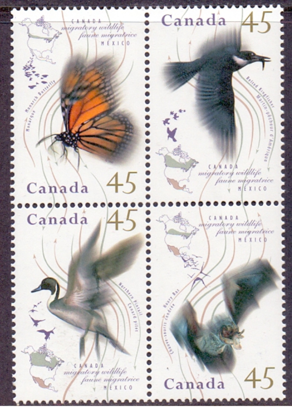 CANADA 1995 Migratory Wildlife Set, XF MNH, SG 1645a - Unused Stamps