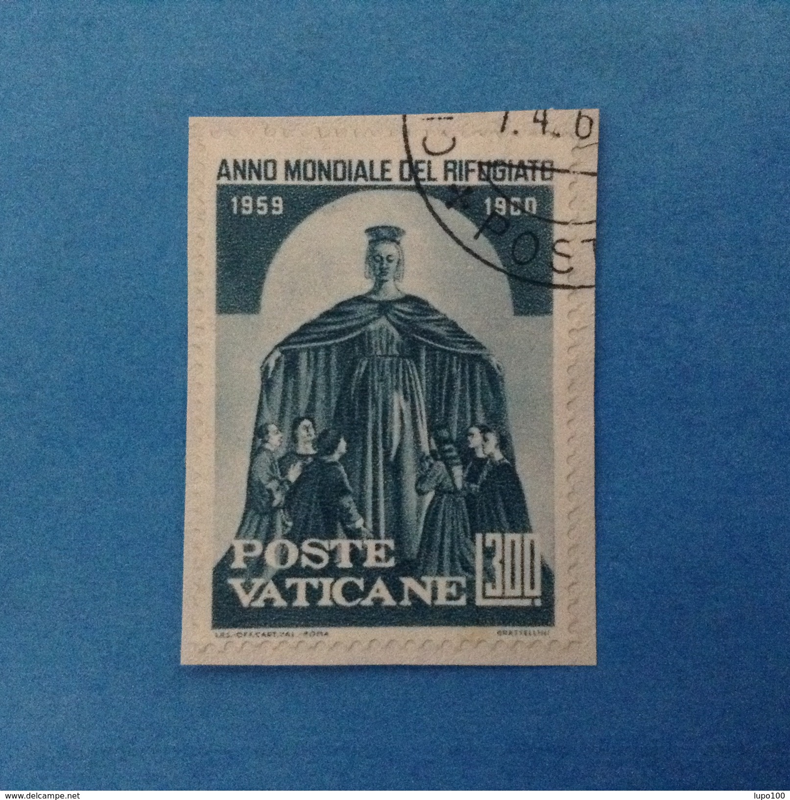 1960 VATICANO FRANCOBOLLO USATO STAMP USED - ANNO MONDIALE DEL RIFUGIATO 300 Lire - - Gebraucht