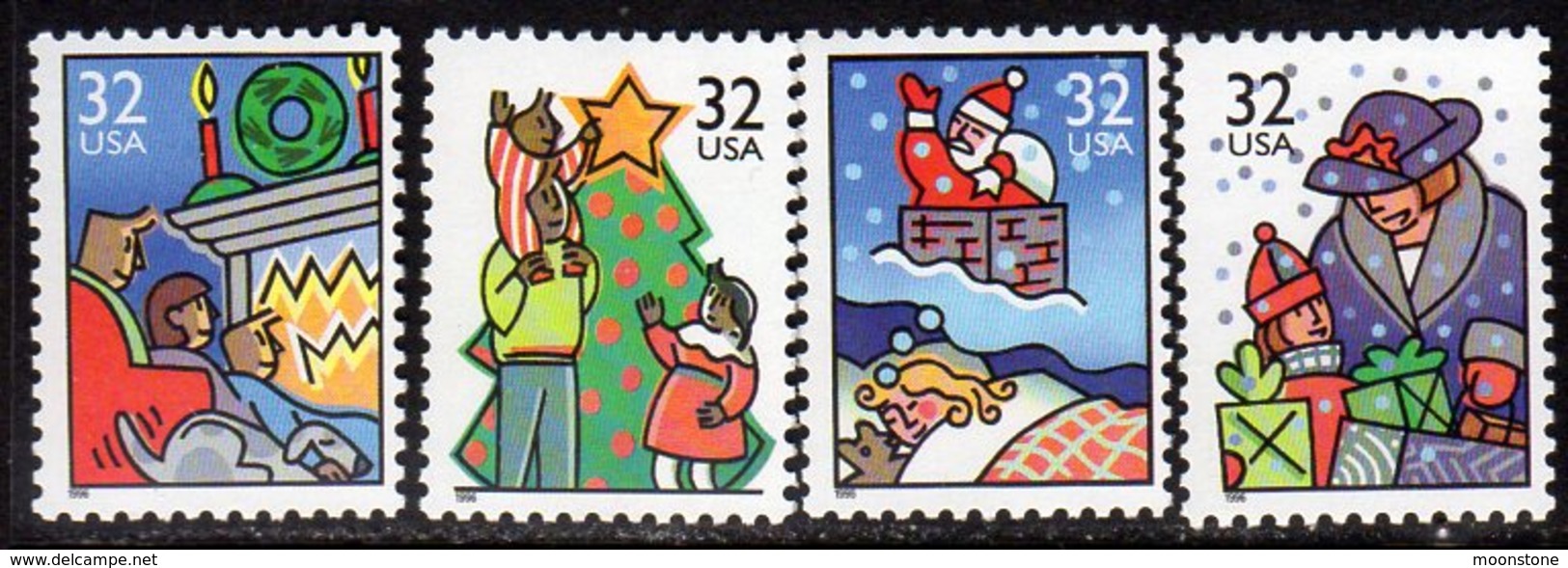 USA 1996 Christmas, 1st Issue, Sheet Stamps Set Of 4, MNH (SG 3256/9) - Neufs