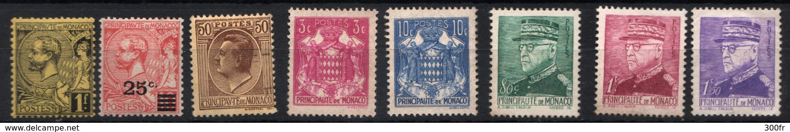 BON LOT DE TIMBRES DE MONACO  PREOBLITERE, TAXE, ARMOIRES 1937 NEUFS TIMBRES - Ungebraucht