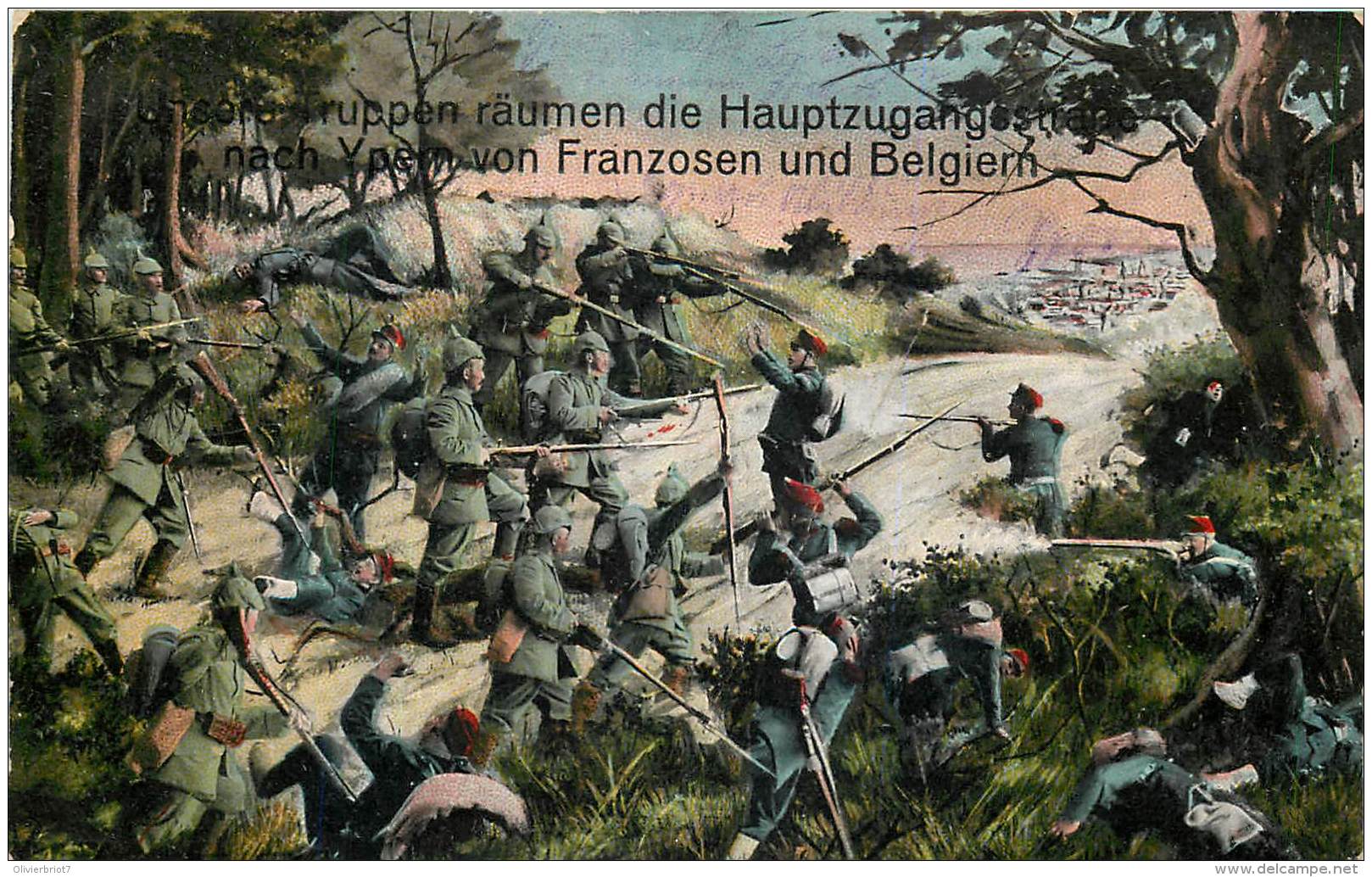 Guerre 14-18 - Feldpostkart - Ypres -Les Allemands éliminent Les Français Et Belges De La Route D'Ypres - Un Petit Pli - Guerre 1914-18