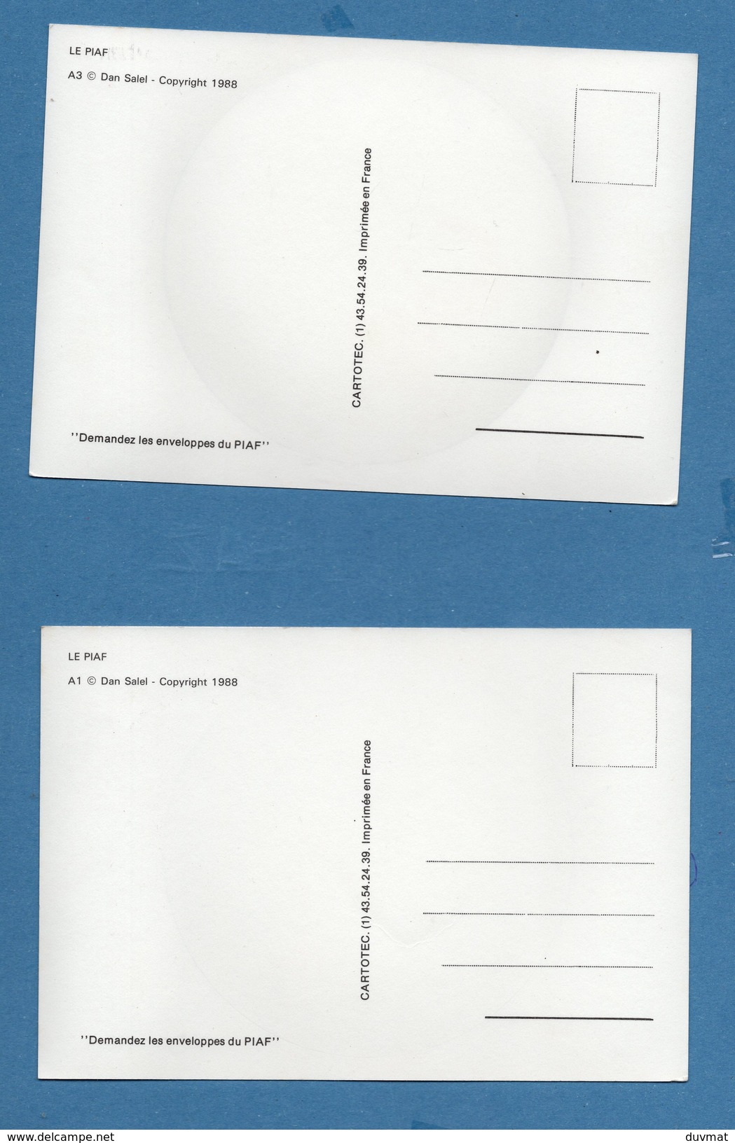 Lot De 5 Autocollants = Adhesif Stiker Le Piaf De Dan Salel 1988 ( Format 10,5x15 ) Voir 4 Scans - 5 - 99 Cartes