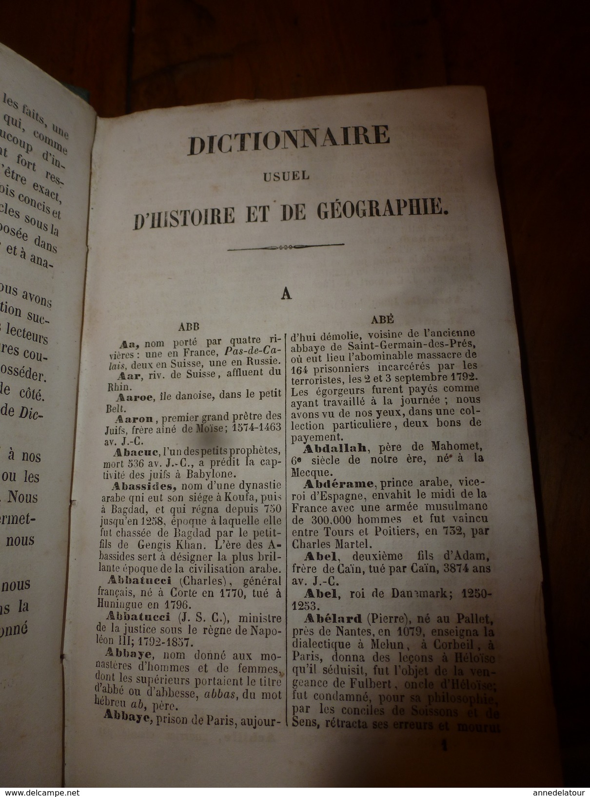 1862 DICTIONNAIRE USUEL D'HISTOIRE et de GEOGRAPHIE  (par Ch. Louandre )- Bibliothèque des Campagnes