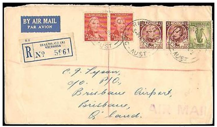 1955 AUSTRALIA REGISTERED ( RIALTO )  MULTI STAMP LOCAL RATE - Postmark Collection