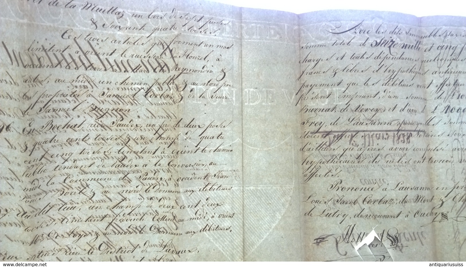 Lettre De Rente - 1828 - Hopital De Berne - Lutry - Canton De Vaud - Documents Historiques