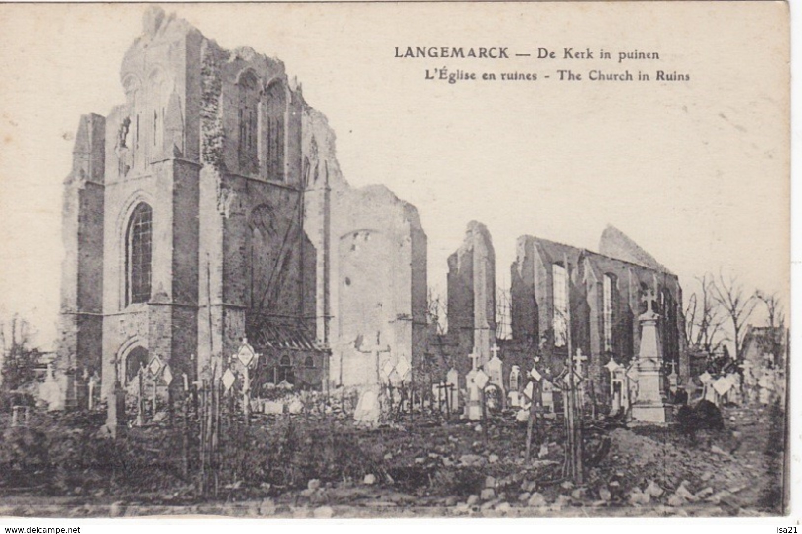 CPA LANGEMARCK L'église En Ruines - Langemark-Poelkapelle