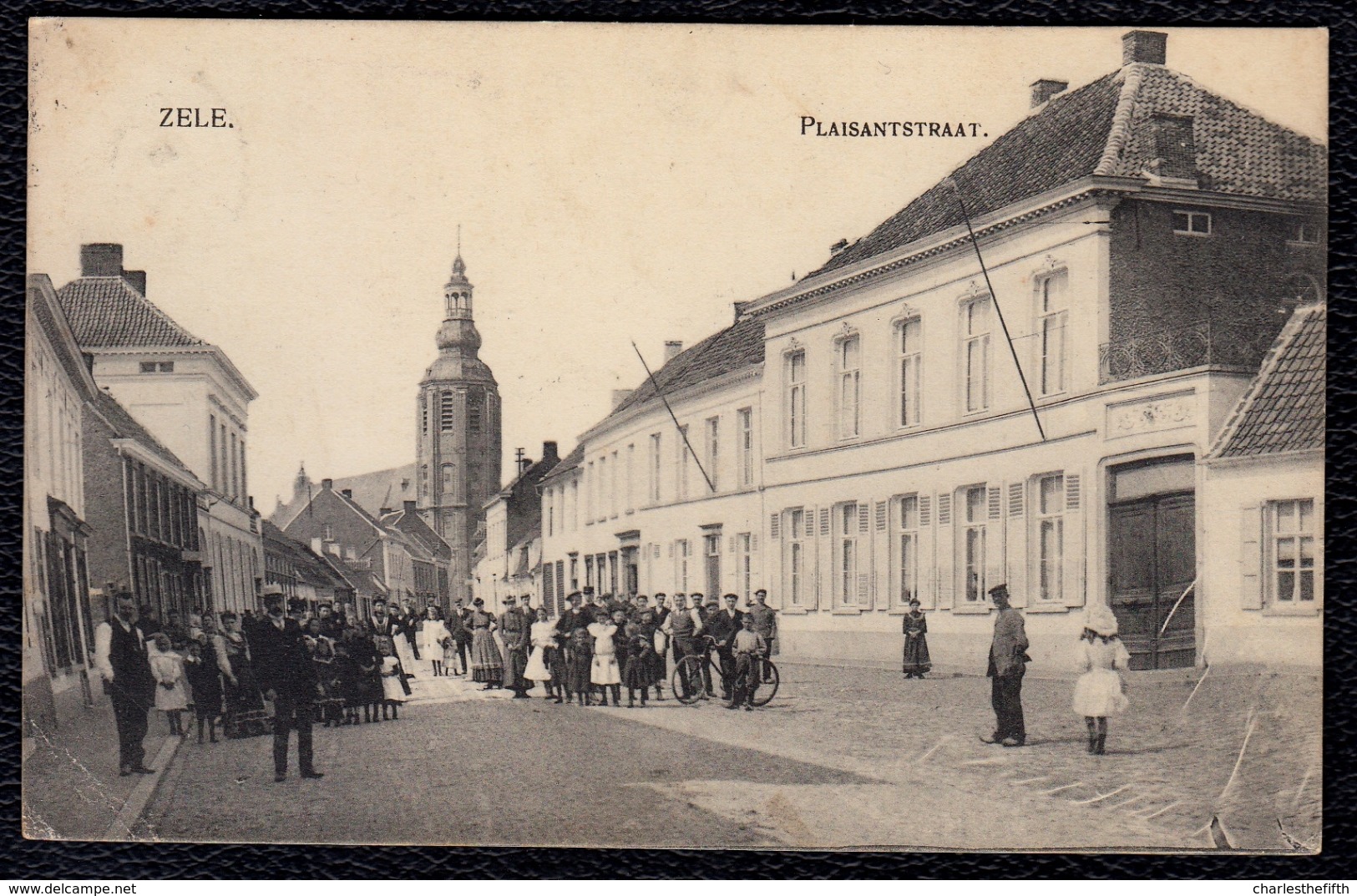 ZELE - PLAISANTSTRAAT --- Zeer Mooie Animatie !! Enkelcirkel Zele 1910 Op Rug - Zele