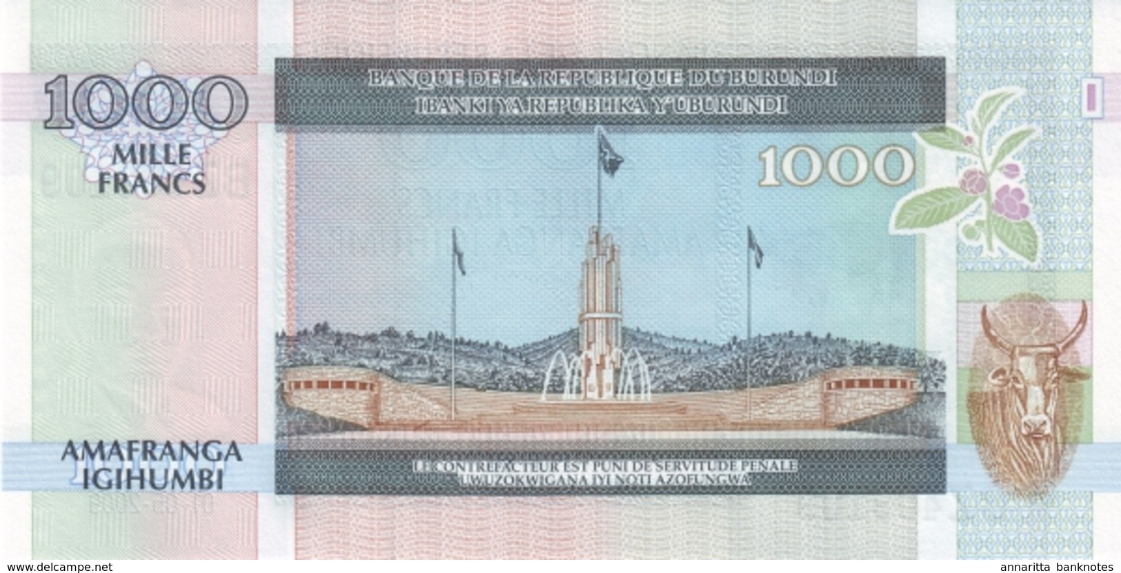 Burundi (BRB) 1000 Francs 2009 UNC Cat No. P-46a / BI233a - Burundi