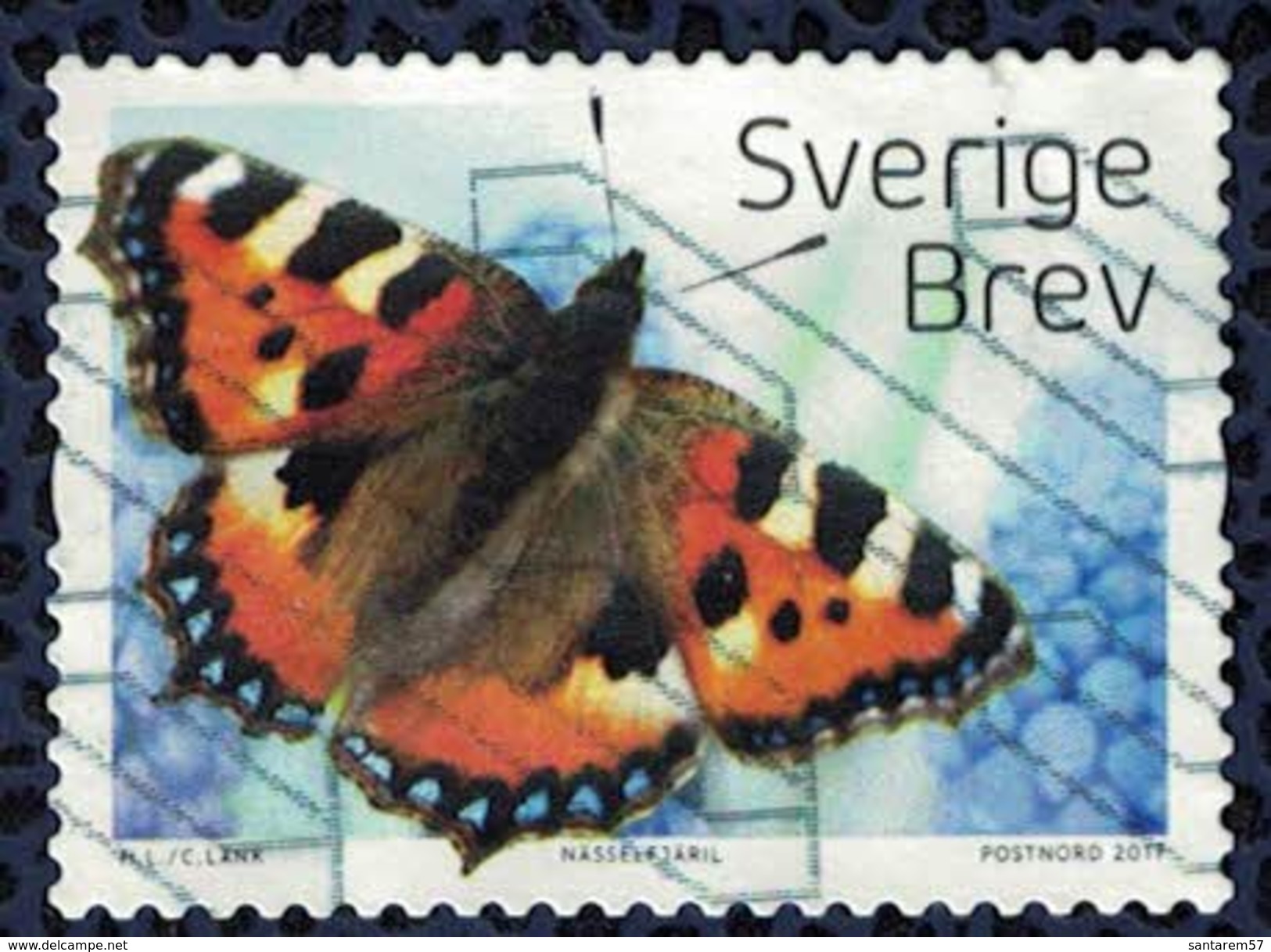 Suède 2017 Oblitéré Used Papillon Small Tortoiseshell Petite Tortue - Gebraucht