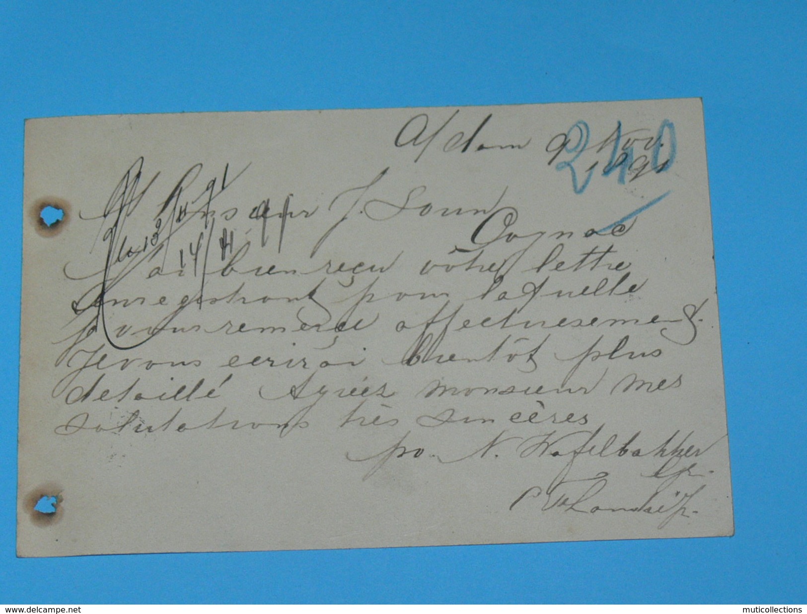 ENTIER POSTAL /Briefkaart G.30  / CARTE POSTALE 1887 / DE AMTERDAM " WIJNEN " / A SAUJON  / COGNAC DOMAINE MORTIER / - Postal Stationery