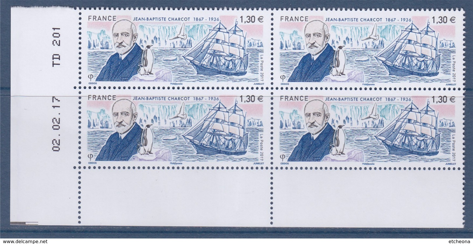 = Jean Baptiste Charcot Coin Daté 4 X 1.30€ Du 02.02.17 TD201 Portrait,Glacier, Bateau, Manchots N°5140 - 2010-2019