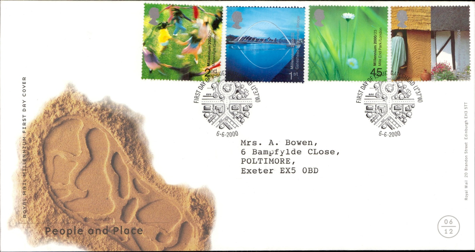 06 June 2000 People And Place Royal Mail FDC First Day Cover Gateshead SHS - Autres - Europe