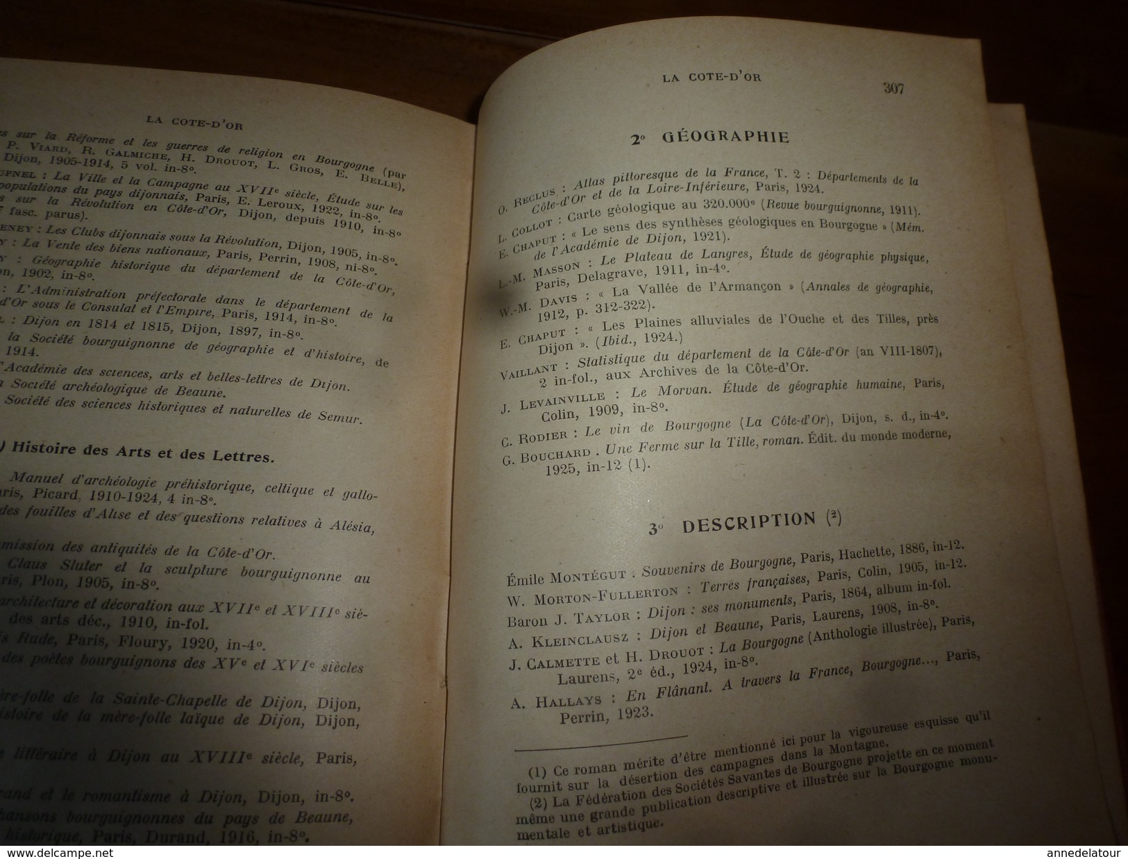 1925 La CÔTE d'OR par Henri Drouot  (Géographie physique et humaine ) en 300 pages