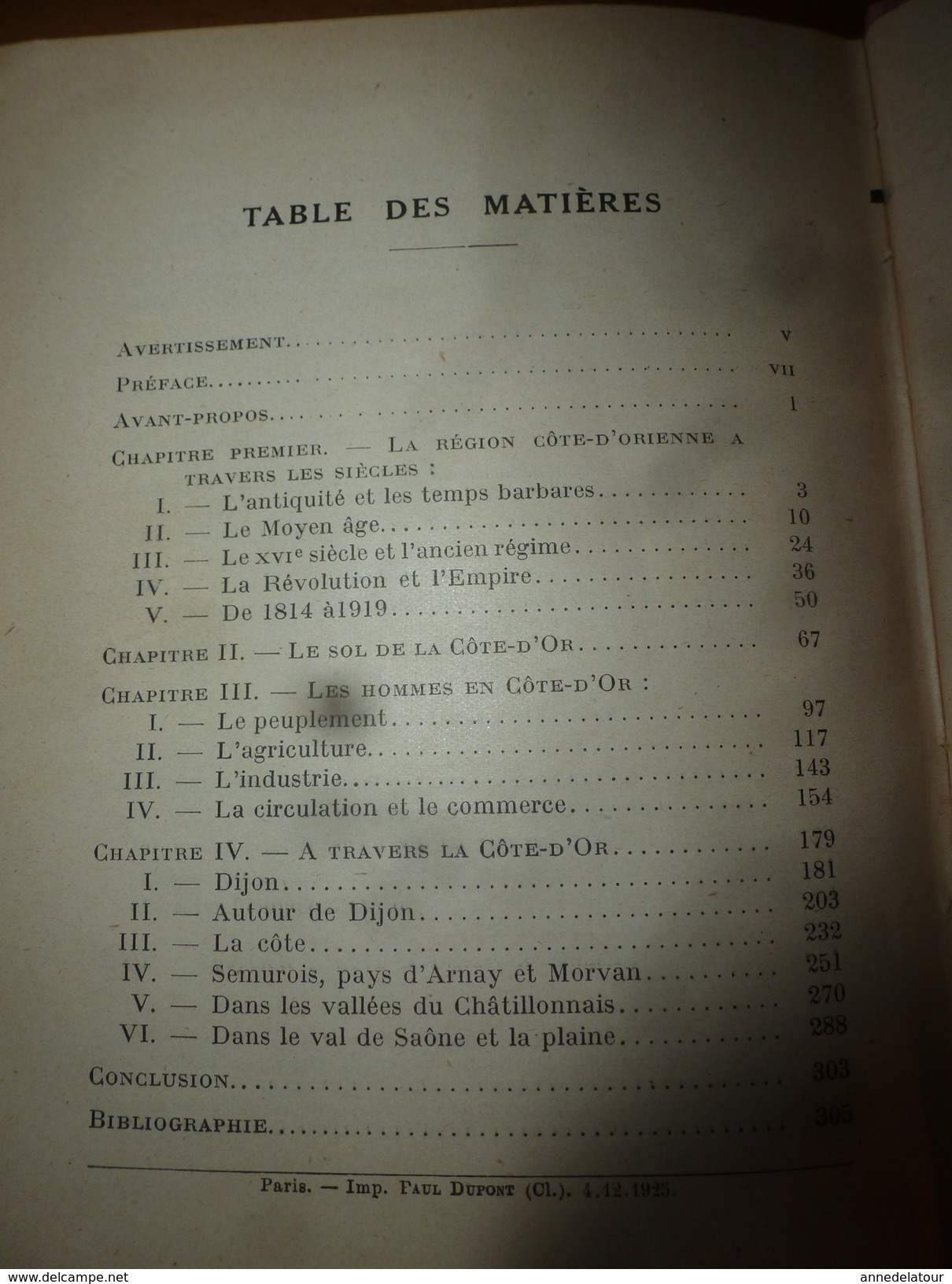 1925 La CÔTE d'OR par Henri Drouot  (Géographie physique et humaine ) en 300 pages